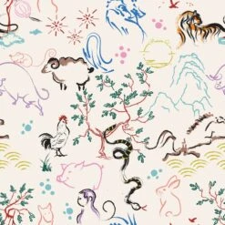 MAISON Q Twelve Zodiac Reversible Shirt 10 MAISON Q Twelve Zodiac Reversible Shirt -Motherswork Store 12ZodiacAnimalsCalligraphy SugarSwizzle 16cm 1800x1800 f0f0f35b c568 489e 9fed 60331ab561ea