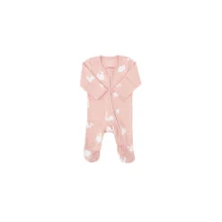 Motherswork X Le Petit Society Baby Organic Zip Sleepsuit In Swan Print