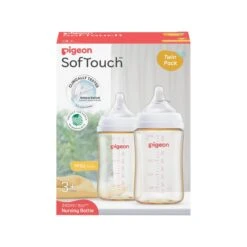 Pigeon SofTouch™ BPP Nursing Bottle PPSU (Logo Twin Pack) -Motherswork Store 81276 SofTouch BPP Nursing Bottle PPSU 240ml Twin Pack Logo Packaging Front scaled 1