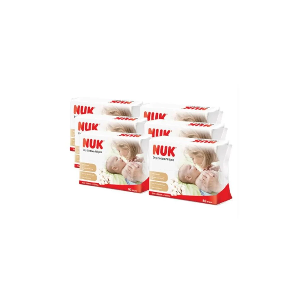 NUK Baby Dry Cotton Wipes (80 Sheets) X 6 1 NUK Baby Dry Cotton Wipes (80 Sheets) X 6