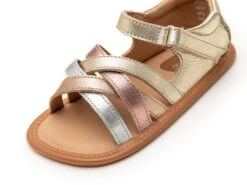 Tip Toey Joey Toddler Sandal Criss Cross - Chm/ M.Salmon/ Rose Gold -Motherswork Store AE.CRC1 4366 6