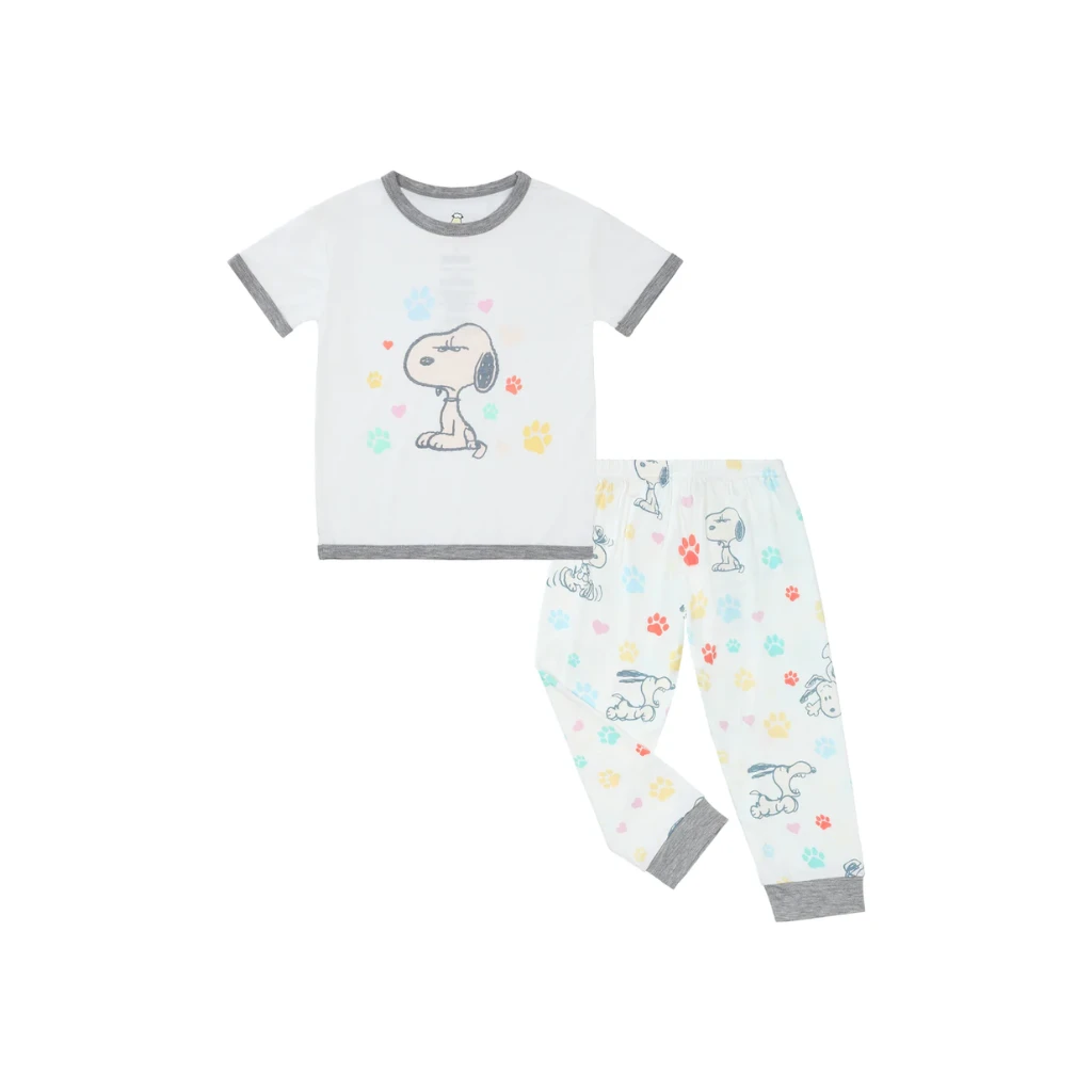 Baa Baa Sheepz X Snoopy Short Sleeve Shirt & Pants Kids Set (White) 1 Baa Baa Sheepz X Snoopy Short Sleeve Shirt & Pants Kids Set (White)