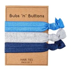 Bubs 'n' Buttons Hair Ties - 3pcs Pack -Motherswork Store Bubs n Buttons Hair Ties 3 Pack Azure