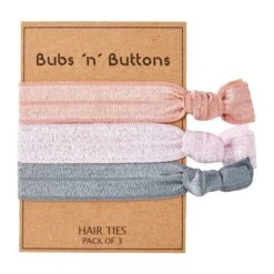 Bubs 'n' Buttons Hair Ties - 3pcs Pack -Motherswork Store Bubs n Buttons Hair Ties 3 Pack Metallic