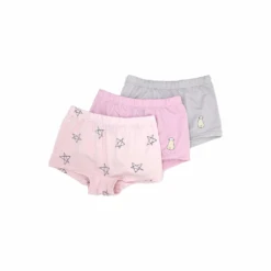 Baa Baa Sheepz Girls Pink Light Grey Boxers (Set Of 3)