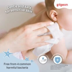 Pigeon Embossed Baby Wipes 100% Pure Water 70s 6 In 1 -Motherswork Store Embossed wipe free from bacteria