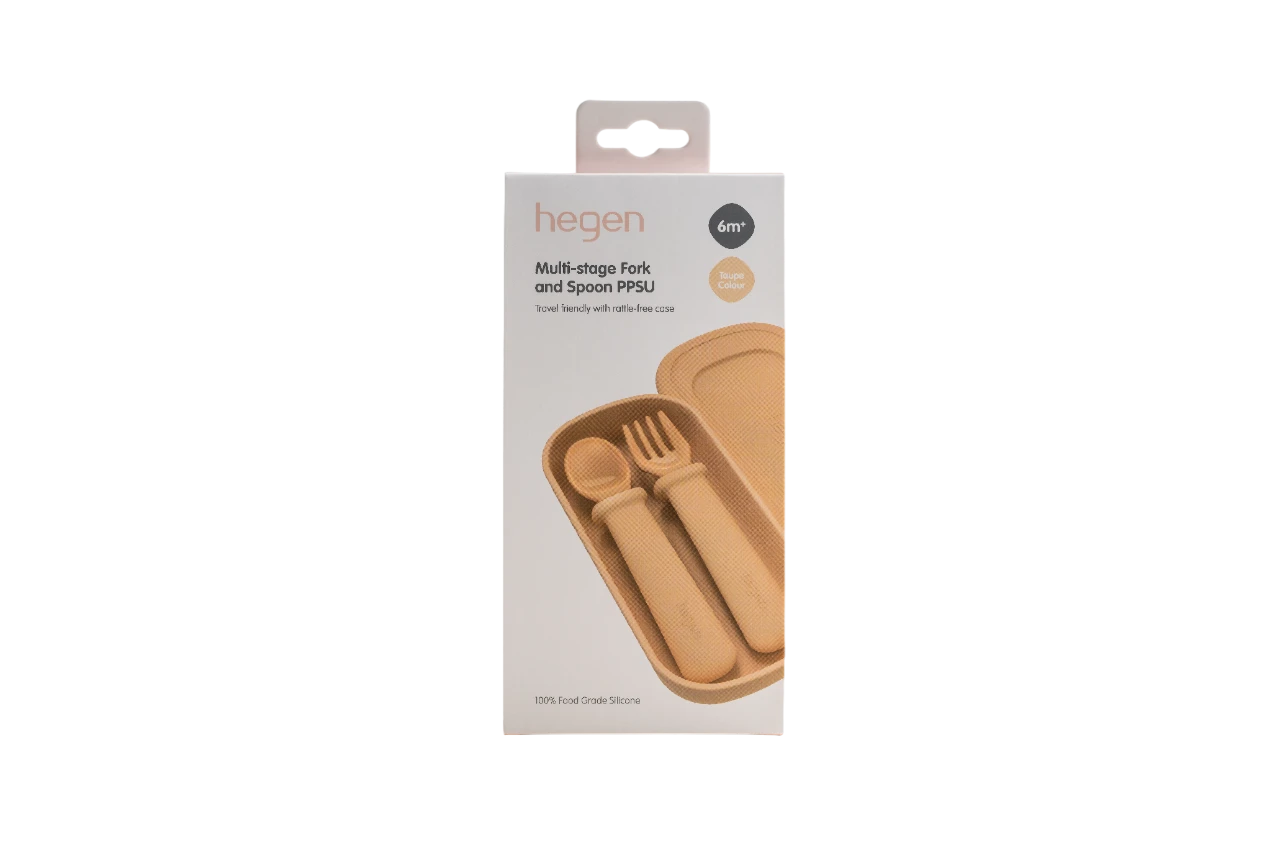 Hegen Multi-stage Fork And Spoon PPSU With Case (Taupe) 2 Hegen Multi-stage Fork And Spoon PPSU With Case (Taupe) - Image 2
