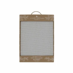 Living Textiles Organic Cot Cellular Blanket - Grey -Motherswork Store LivingTextiles100 CottonLatticeKnitBabyBlanket PureWhite 47
