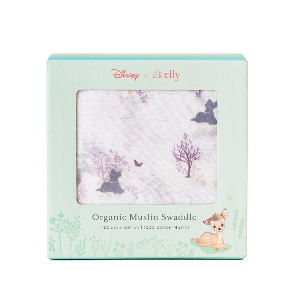 Elly Organic Cotton Swaddle - Forest Bambi 2 Elly Organic Cotton Swaddle - Forest Bambi - Image 2