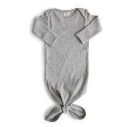 Mushie Ribbed Knotted Baby Gown 18 Mushie Ribbed Knotted Baby Gown -Motherswork Store graymelange 12922a6c 9a4f 4f47 8789 d181ca9832b5