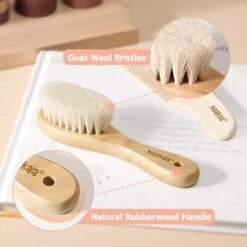 Haakaa Goat Wool Baby Brush & Comb Set -Motherswork Store haakaa goat wool baby brush comb set 3