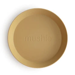 Mushie Round Dinnerware Plate, Set Of 2 -Motherswork Store mustard 0e121a79 35b6 42fe 95f2 1e028805bf2f