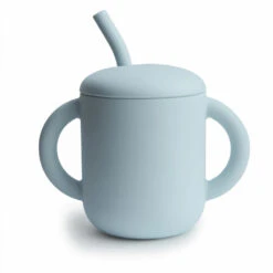Mushie Training Straw Cup (6m+) -Motherswork Store strawpowderblue