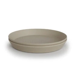 Mushie Round Dinnerware Plate, Set Of 2 -Motherswork Store vanilla1 544a2197 6d33 445b 9e76 e11788431aaa